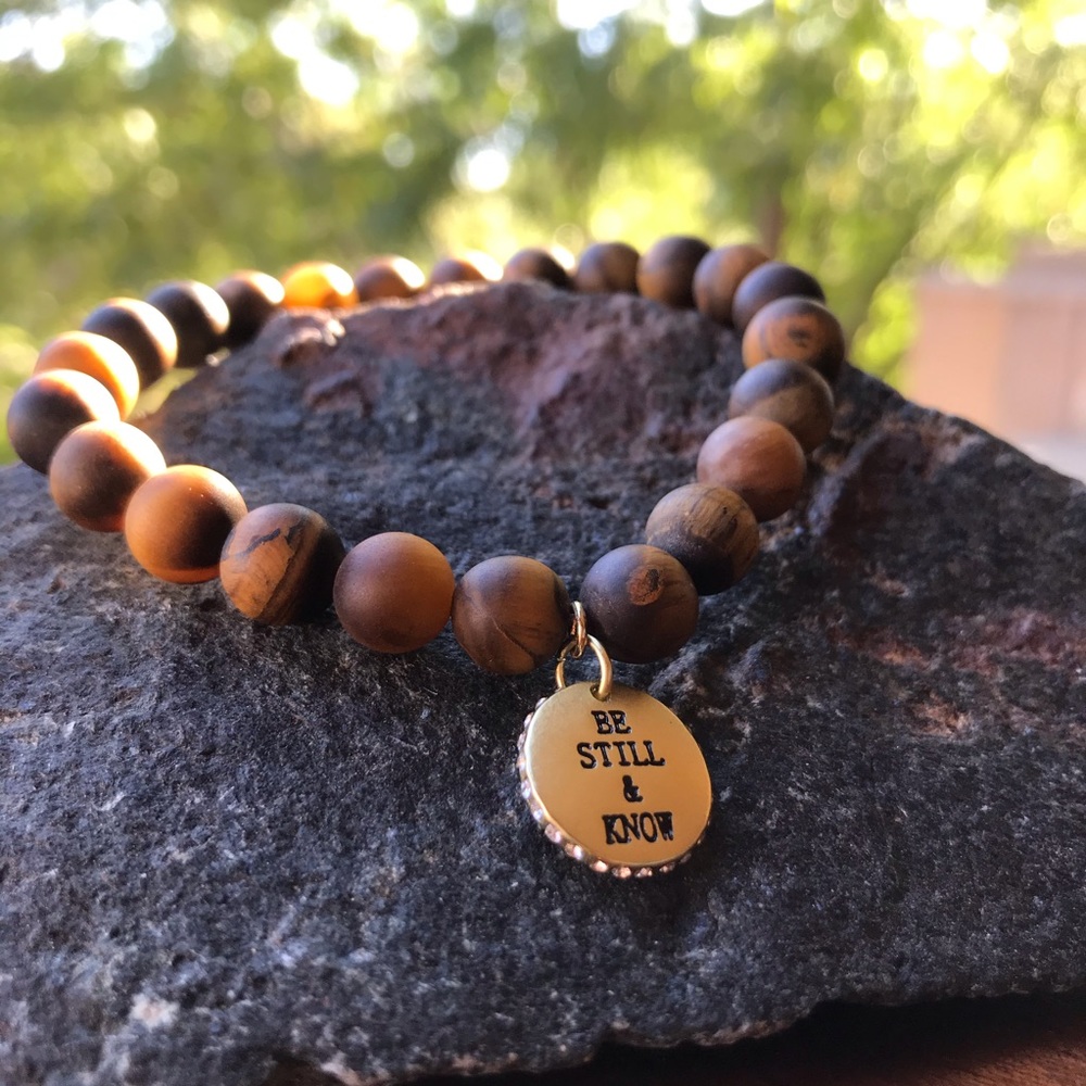“Be Still & Know” Matte Tigers Eye Bracelet